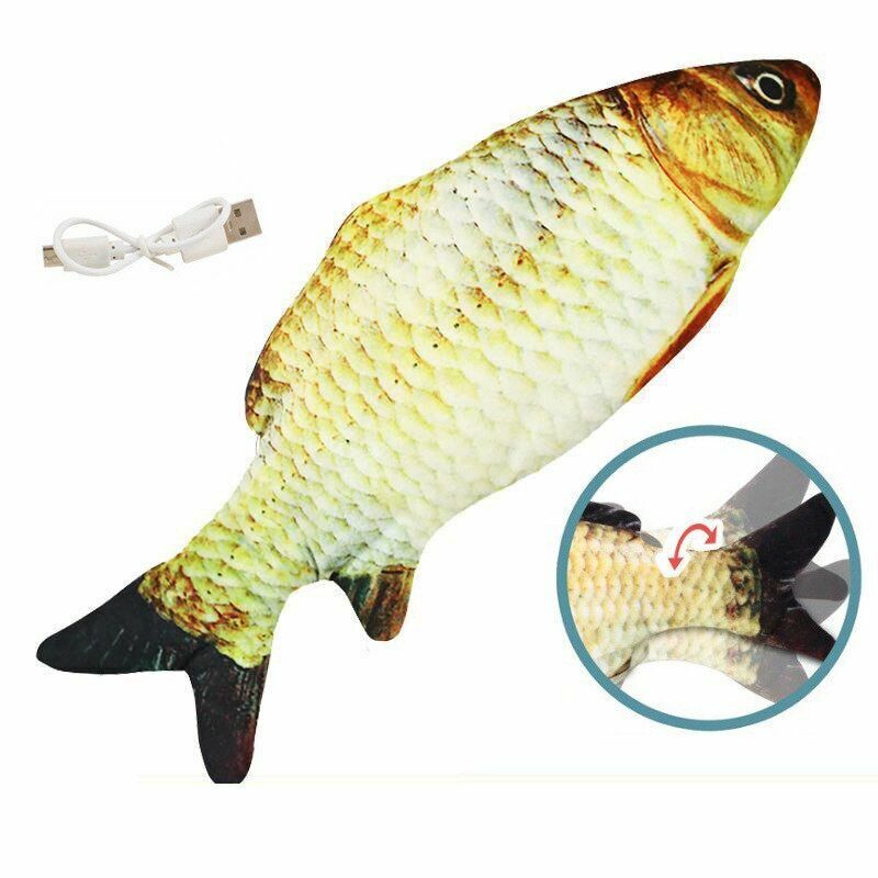 Electric Cat Toy Fish USB Charger Interactive Realistic Pet Chew Bite Floppy 30