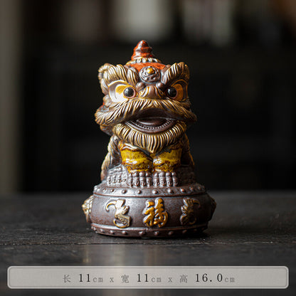 Awakening Lion Ornament Ceramic Lion Tea Pet Decorative Crafts Gift