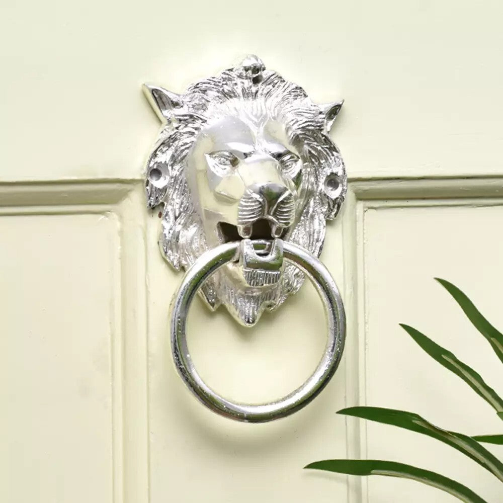 Antique Look Brass Silver Lion Door Knocker Door Bell Home Decor