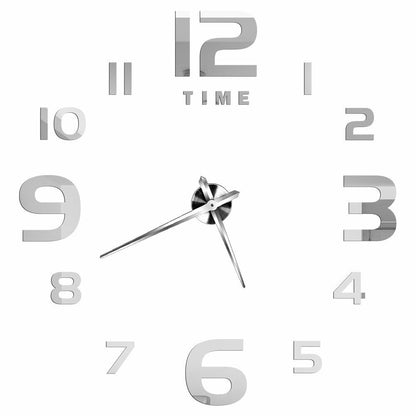 DIY Wall Clocks Acrylic Mirror Large 3D Frameless Home Living Room Decor 37-47In