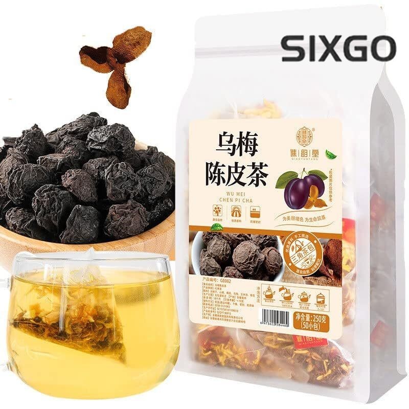 Chinese Dark Plum Matured Mandarin Peel Tea Combined Herbal Tea Bag 250g
