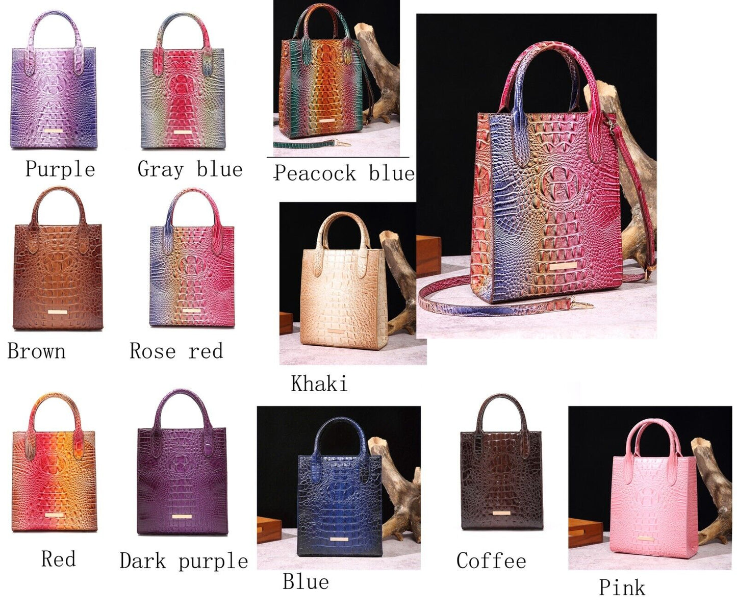 Women Patent Leather Crocodile Handbag Sling Satchel Tote Shoulder Bag Party Bag