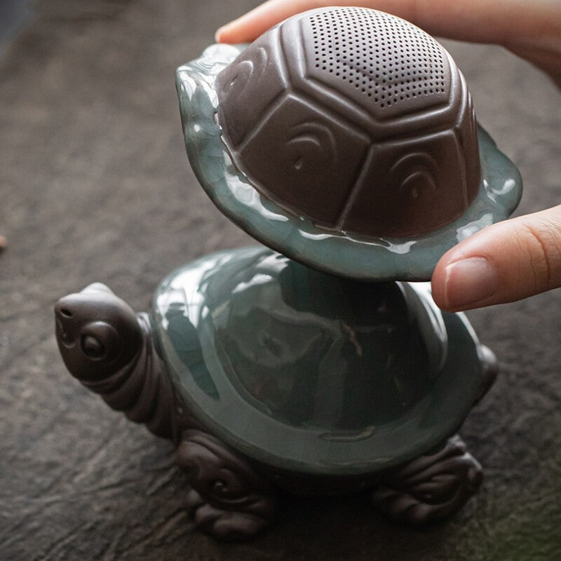 Creative Tea Pet Turtle Filter Net Statue Multi Functional Tea Tool Porcelain