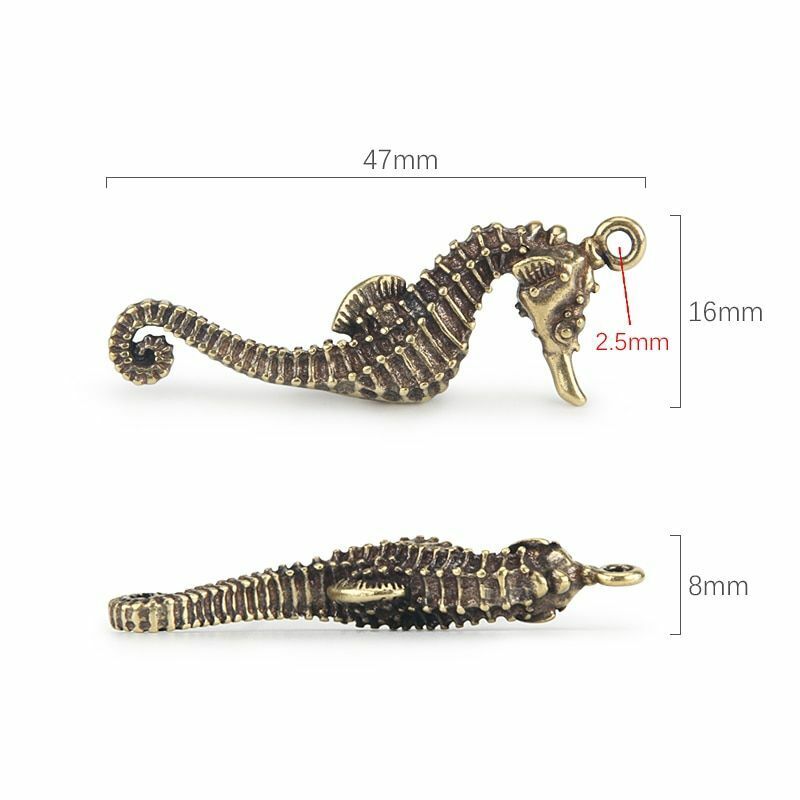 Seahorse Vintage Brass Hippocampus Keyring Pendants Copper Keychain Accessories