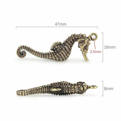 Seahorse Vintage Brass Hippocampus Keyring Pendants Copper Keychain Accessories