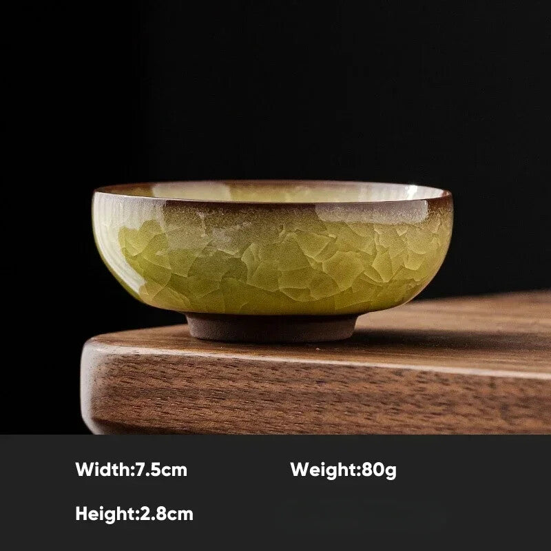 1pcs Ice Crackle Style Ceramic Tea Cup Vintage Celadon Teacup Household