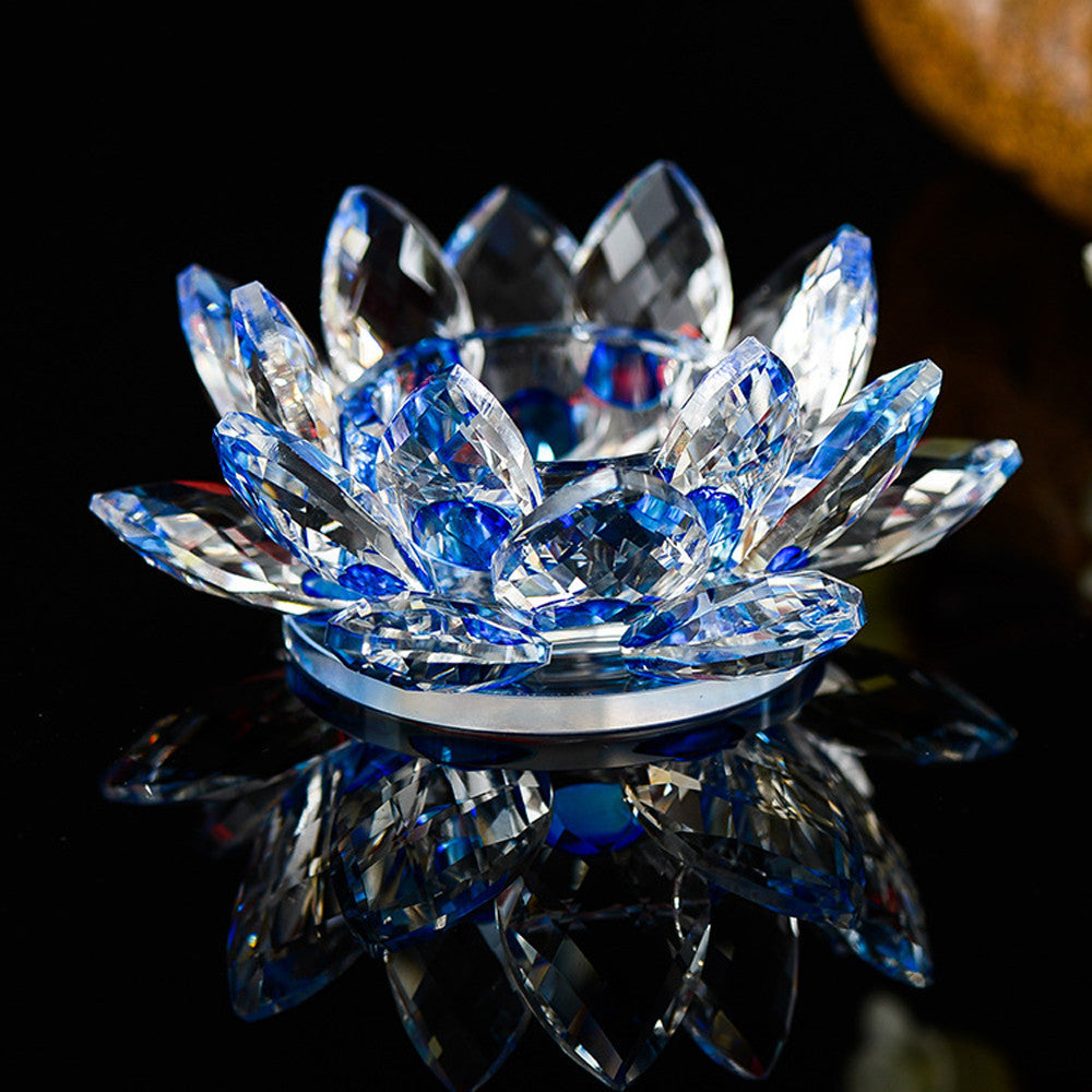1PC Colorful Crystal Lotus Flower Candle Tea Light Holder Candlestick Deocr