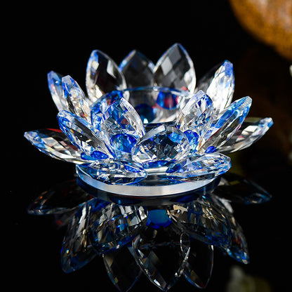 1PC Colorful Crystal Lotus Flower Candle Tea Light Holder Candlestick Deocr