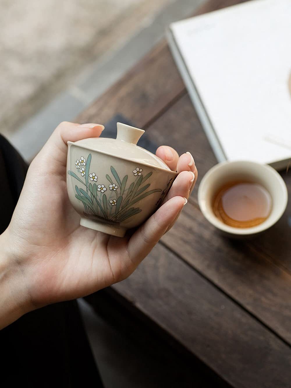 85ml Kung Fu Gaiwan Ceramic Hand Painted Flower Pattern Tureen Tea Cup Bowl Tea