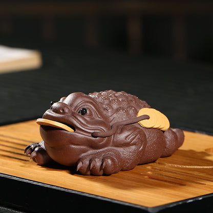 Purple Sand Handicraft Golden Toad Tea Pet Kung Fu Tea Set Tea Play Sculpture