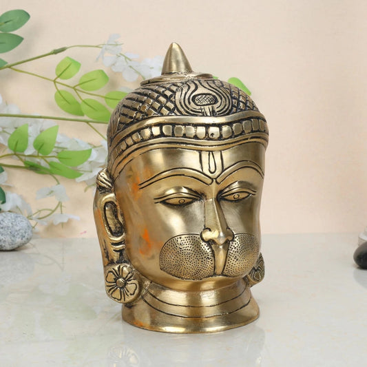 Brass Hanuman Ji Head Idol Bajrangbali Sankat Mochan Statue Figurine Decor
