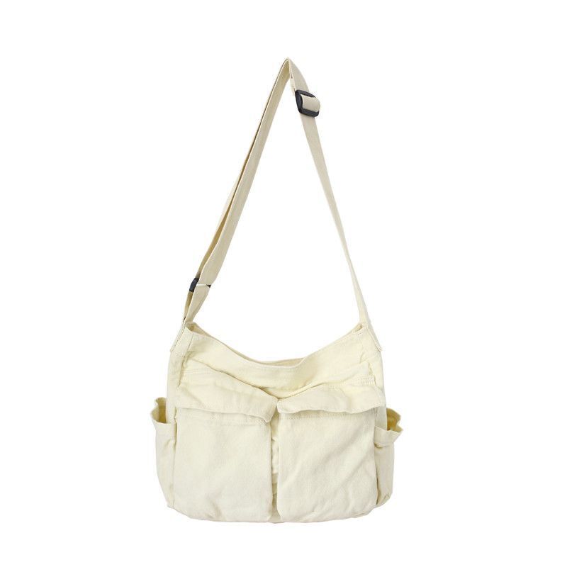 Large Capacity Canvas Shoulder Bags Solid Soft Denim Leisure Travel Bag Casual