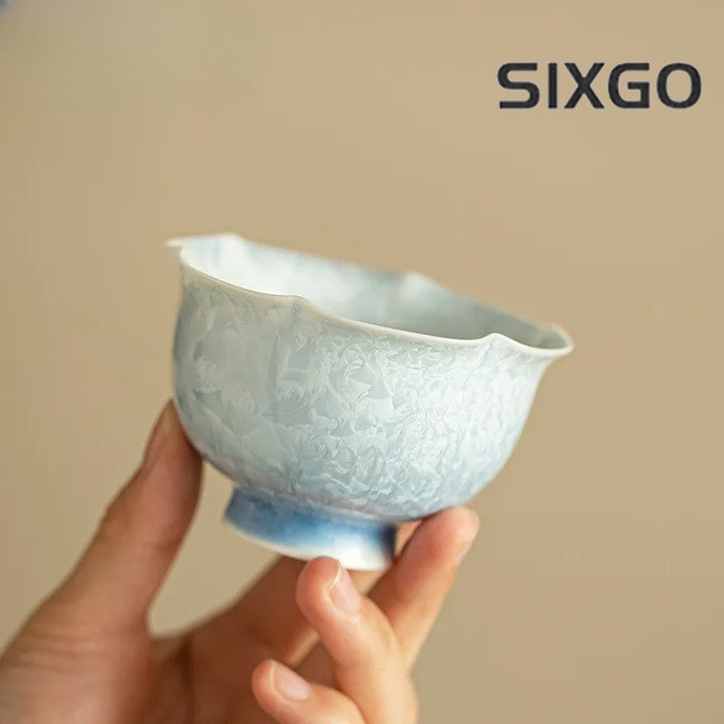 Crystal Glazed Flower Mouth Teacup Handmade Tea Bowl Water Jug Tea-tasting Cup