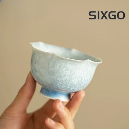 Crystal Glazed Flower Mouth Teacup Handmade Tea Bowl Water Jug Tea-tasting Cup