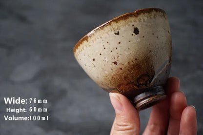 Vintage Coarse Pottery Tea Cup Retro Kiln Teacups Japanese Style Kung Fu