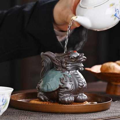 Dragon Turtle Crackle Glaze Purple Sands Tea Pet 10cm 4in Tea Ceremony Tea Play
