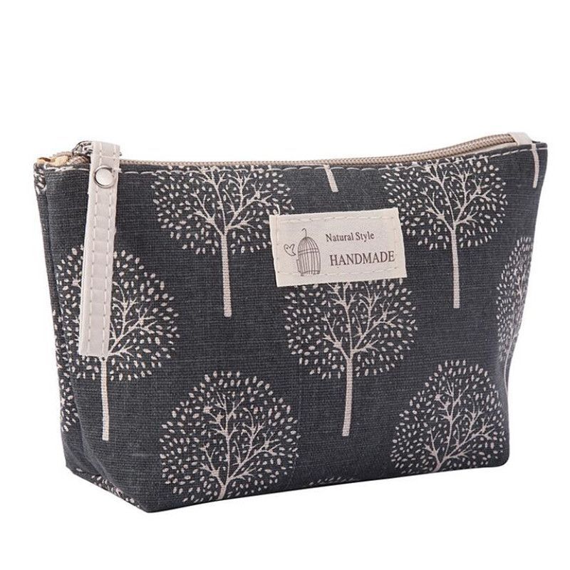 1pc Multifunctional Canvas Makeup Bag Traveling Storage Bag Zipper Purse 22*13cm - Thumbnail 3
