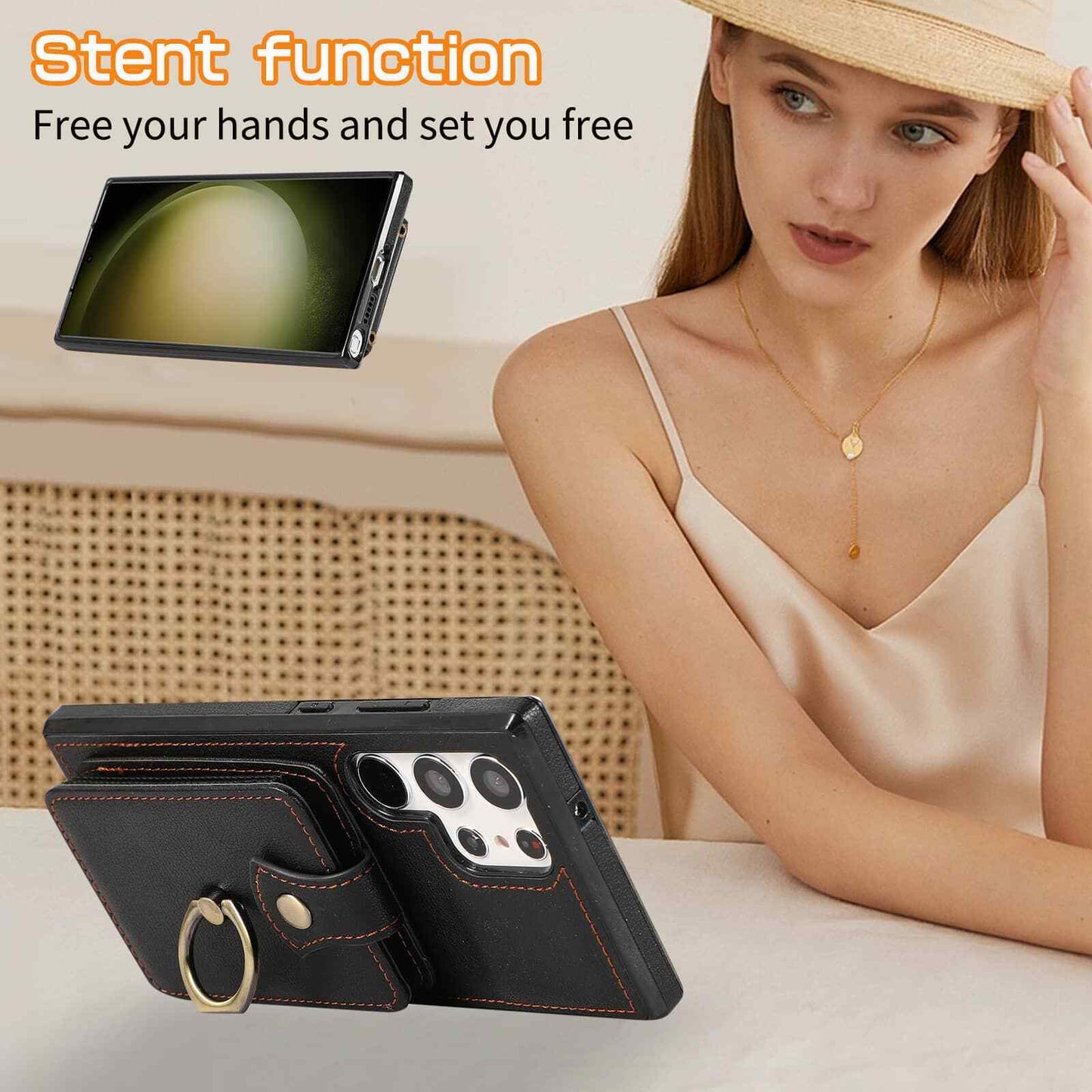 For Samsung Galaxy S25 Ultra/S25+ Case Wallet with Card Holder 360°Rotation Ring
