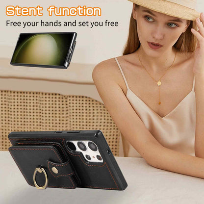 For Samsung Galaxy S25 Ultra/S25+ Case Wallet with Card Holder 360°Rotation Ring