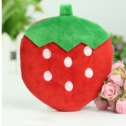 Women Soft Plush Fruit Coin Wallet Phone Bag Wallet Purse Zipper Handbag