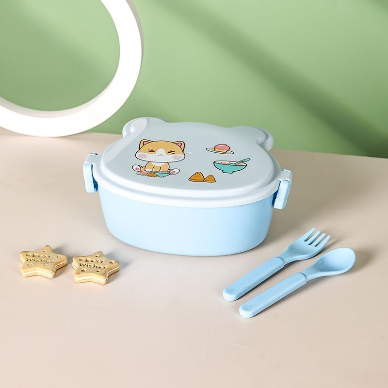 School Kids Lunch Box 2 Tier Leakproof Plastic Cartoon Bento Food Container