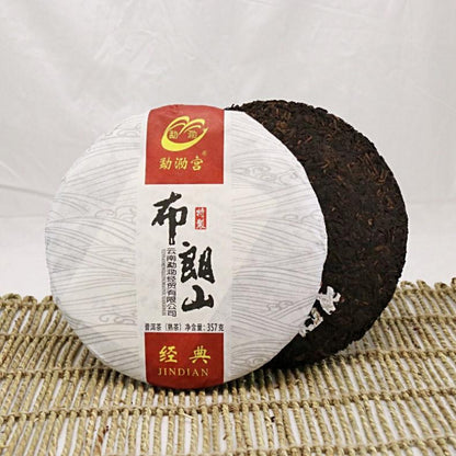 357g Yunnan Old Pu'er Ripe Tea 2017 Year Bulang Mountain Cooked Puerh Tea Cake