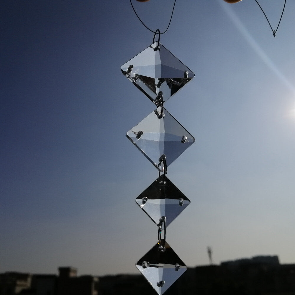 50pcs 14-24mm 4Holes Square Clear Crystal Beads Glass Prism Chandelier Lamp Part