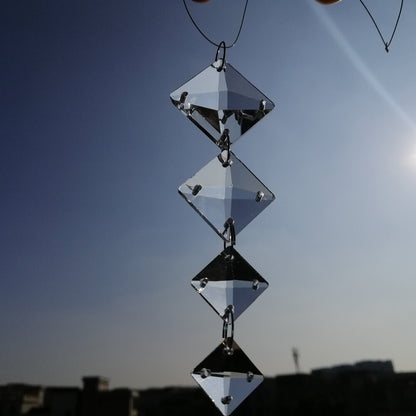 50pcs 14-24mm 4Holes Square Clear Crystal Beads Glass Prism Chandelier Lamp Part