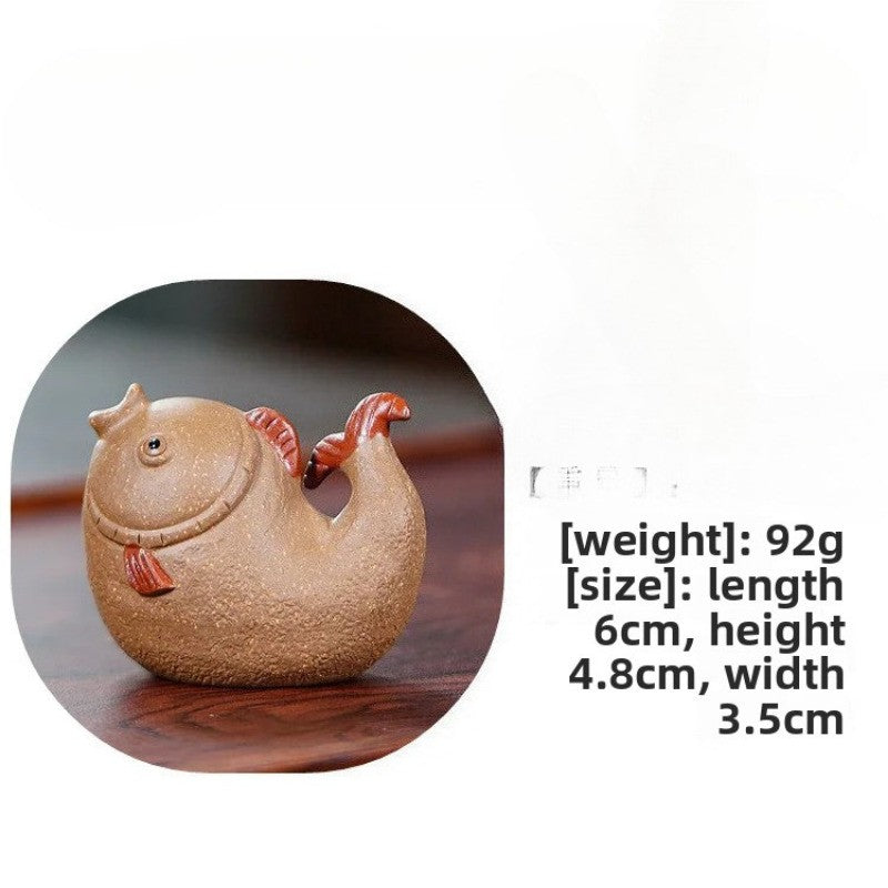 Yixing Purple Clay Wealth Fish Tea Pet Tea Figurine Ornaments Tea Table Crafts