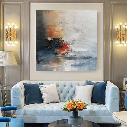 Hand-painted oil painting Abstract on canvas Modern wall decor art Sea Gray