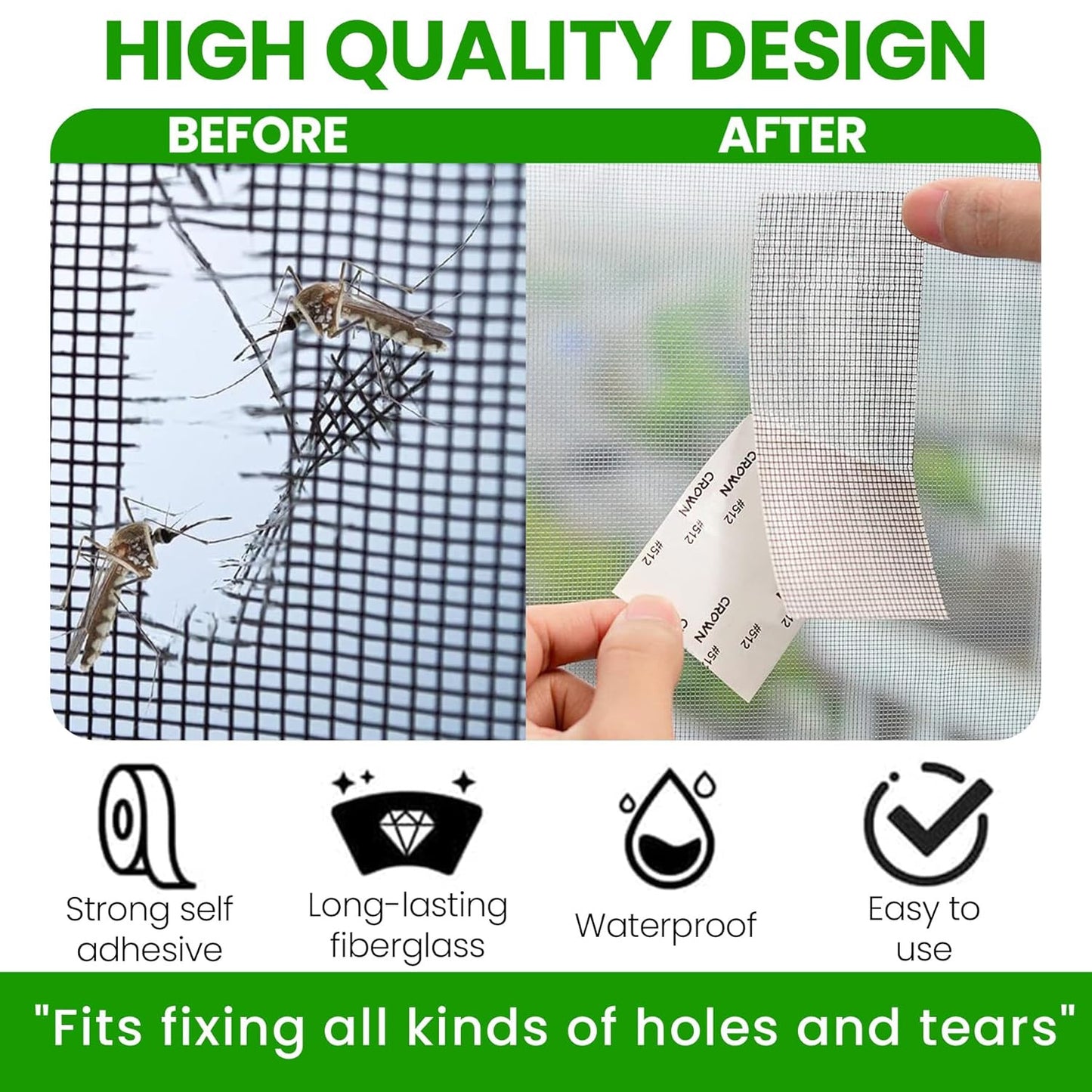 Screen Patch Repair Kit Window Repair Tape Fiberglass Covering Mesh Tool 5*200cm
