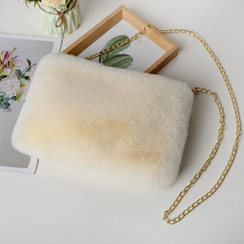 Pretty Cute Faux Rabbit Fur Handbag Shoulder Messenger Bag Fashion Long FurGrass