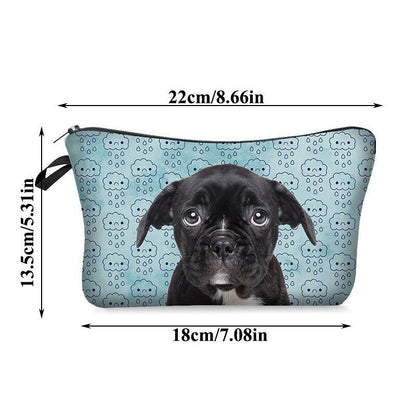 3D Pug Dog Printed Cosmetic Bag Cute Makeup Organizer Bag Travelling Handbag 1PC
