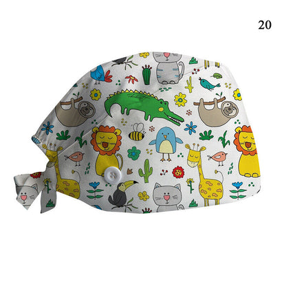 Printed Surgical Cap Adjustable Nurse Cap Baotou Cap Surgical Cap Christmas Hat