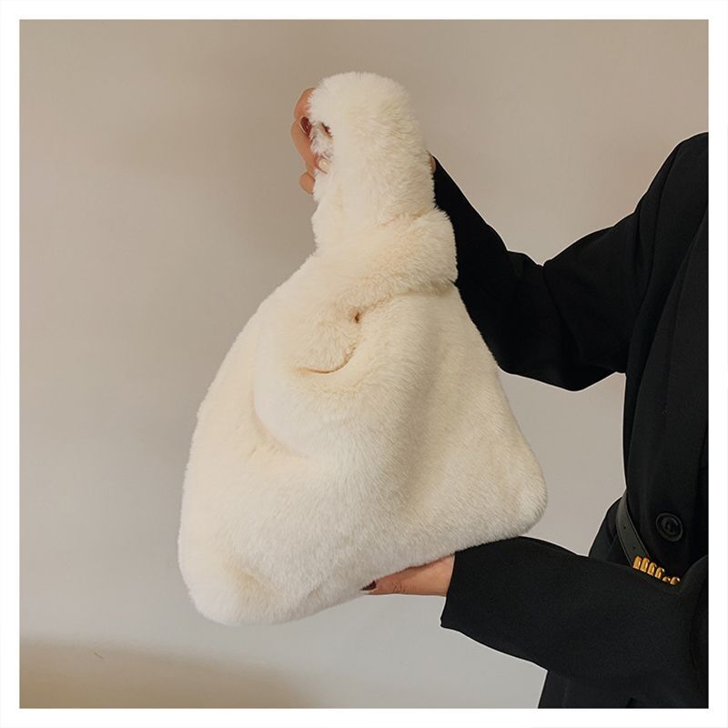 Fashion Underarm Wrist Bag Plush Hobos Shoulder Bags Furry Clutch Purse Handbag