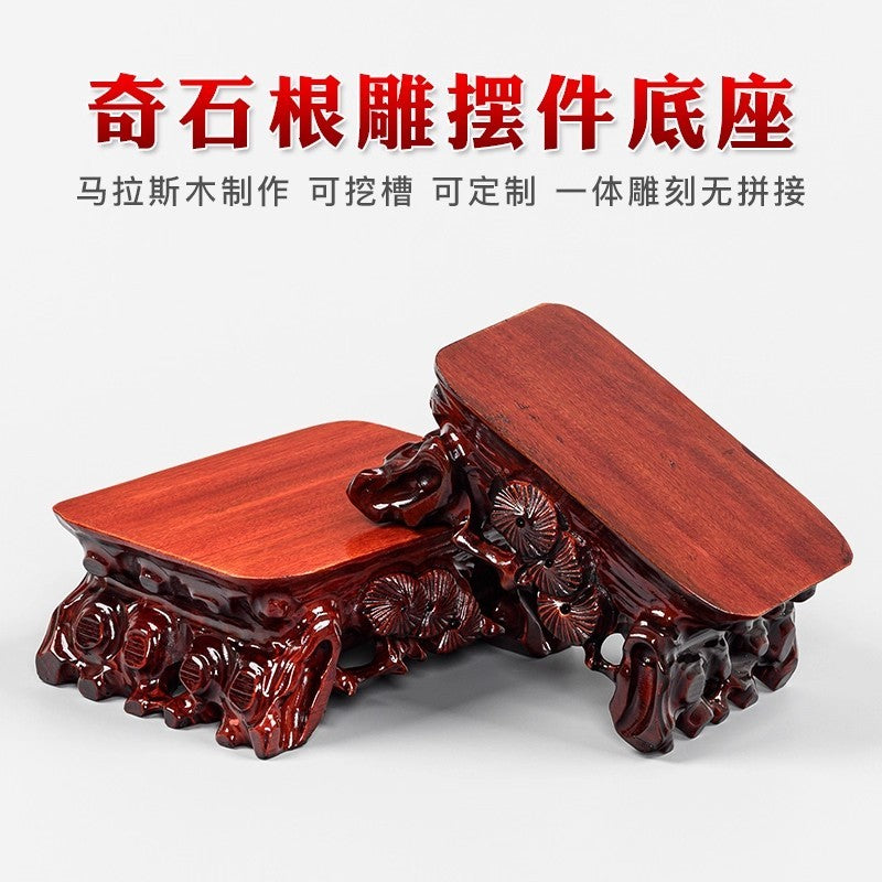 1 PC Wood Rack Fishbowl Stand Pot Stone Statue Doll Bonsai Vase Display Base