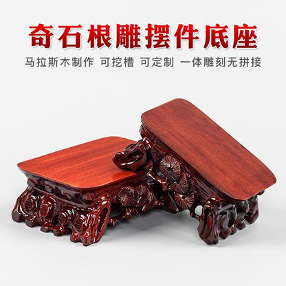 1 PC Wood Rack Fishbowl Stand Pot Stone Statue Doll Bonsai Vase Display Base