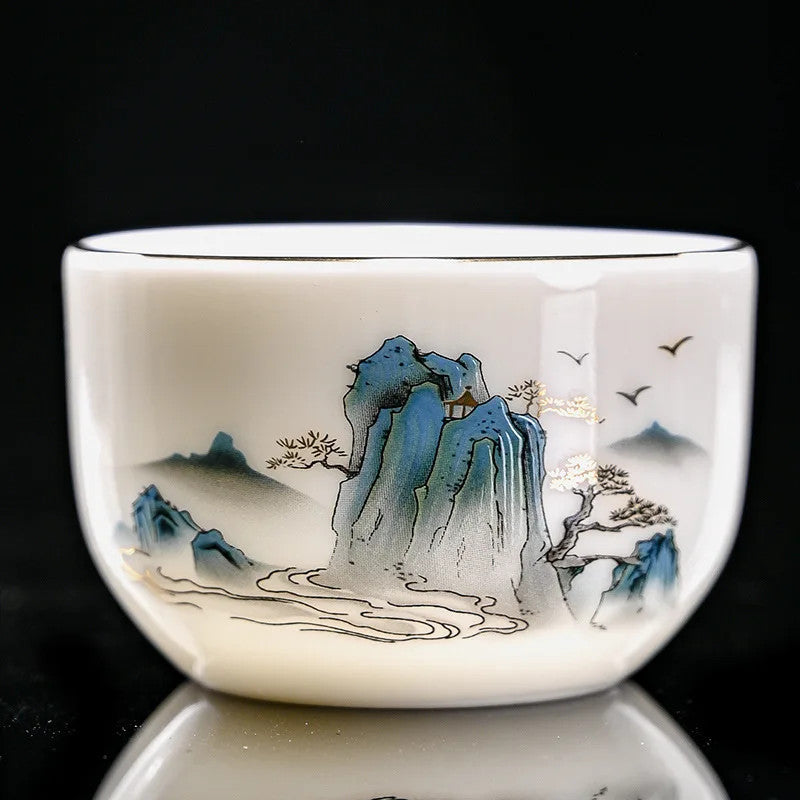 Scalding Sheep Fat Jade White Porcelain Tea Cup Ceramic Tea Cup Master Cup
