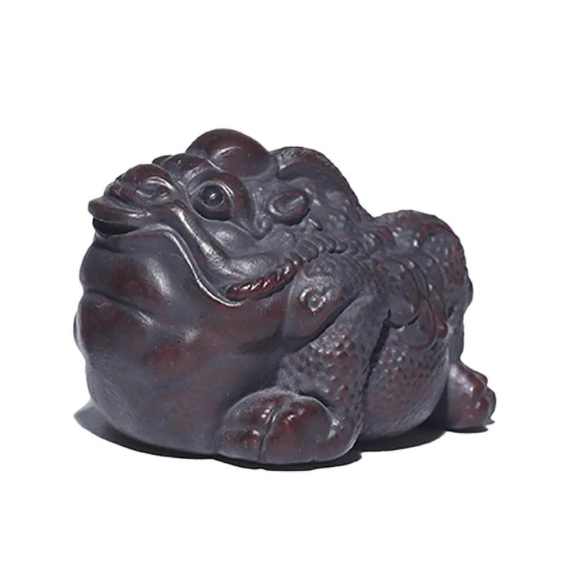 1Pc Yixing Purple Clay Tea Pet Golden Toad Wealth Attracting Ornament Handmade