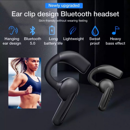Ear Clip Wireless Bluetooth 5.0 Earpiece Noise Cancelling Headset Dual Mic 1/2Pc