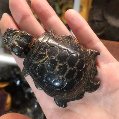 Handmade Carving of Old Xiuyu Fragrant Dragon Turtle Ruyi Tea Cup Ornaments