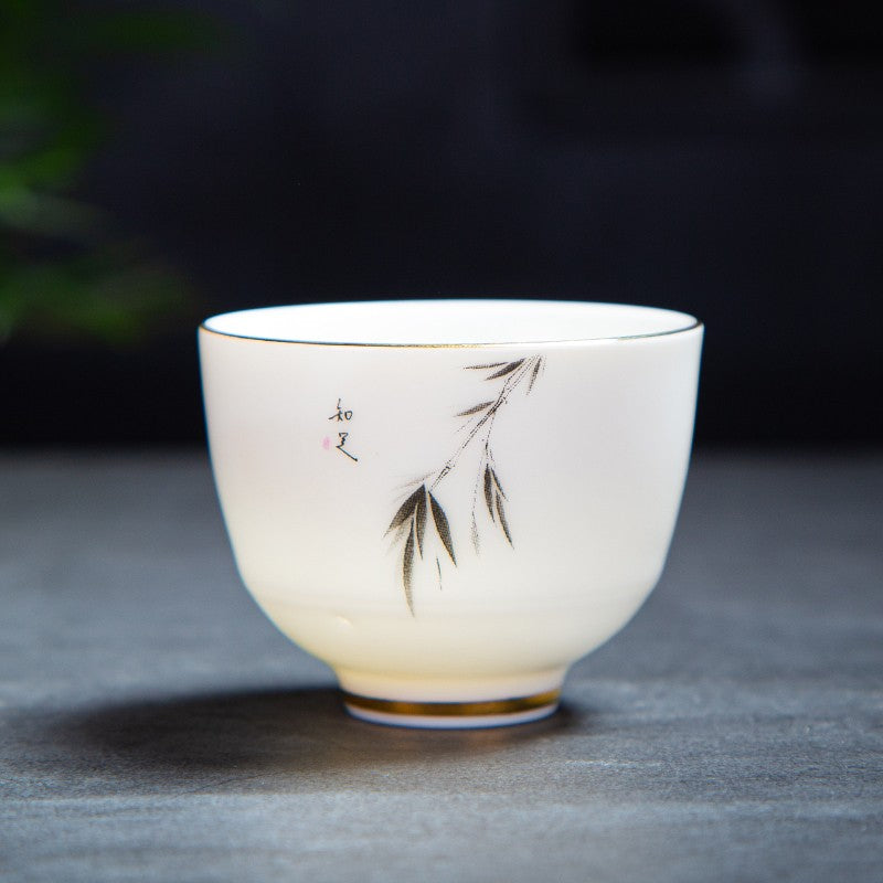 1pc Sheep Fat Jade White Porcelain Tea Cup Tea Tasting Cup Household Tea Cup
