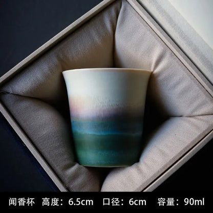 Ceramic Tasting Tea Cup Large Cup Kiln Change Master Cup Retro Ink Wind Drinking