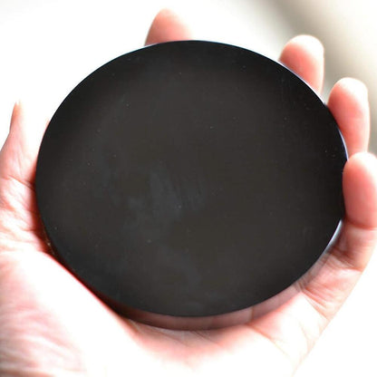 Natural Black Obsidian Scrying Mirror Heal Crystals Stone Round Plate With