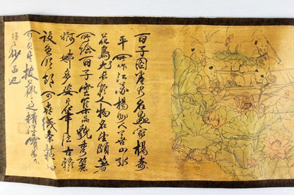Chinese Ancient picture silk paper 100 Children Figure Scroll painting