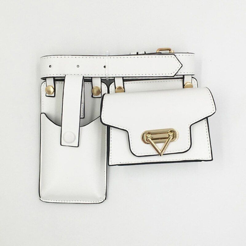 Women Fanny Pack Leather Belt Bag Waterproof Multi-pocket Waist Pack 17*10/13*10
