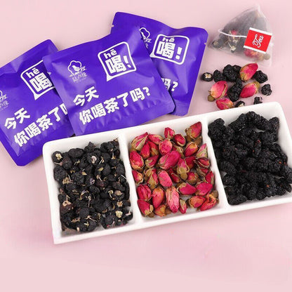 Black wolfberry mulberry rose tea health flower tea combination tea