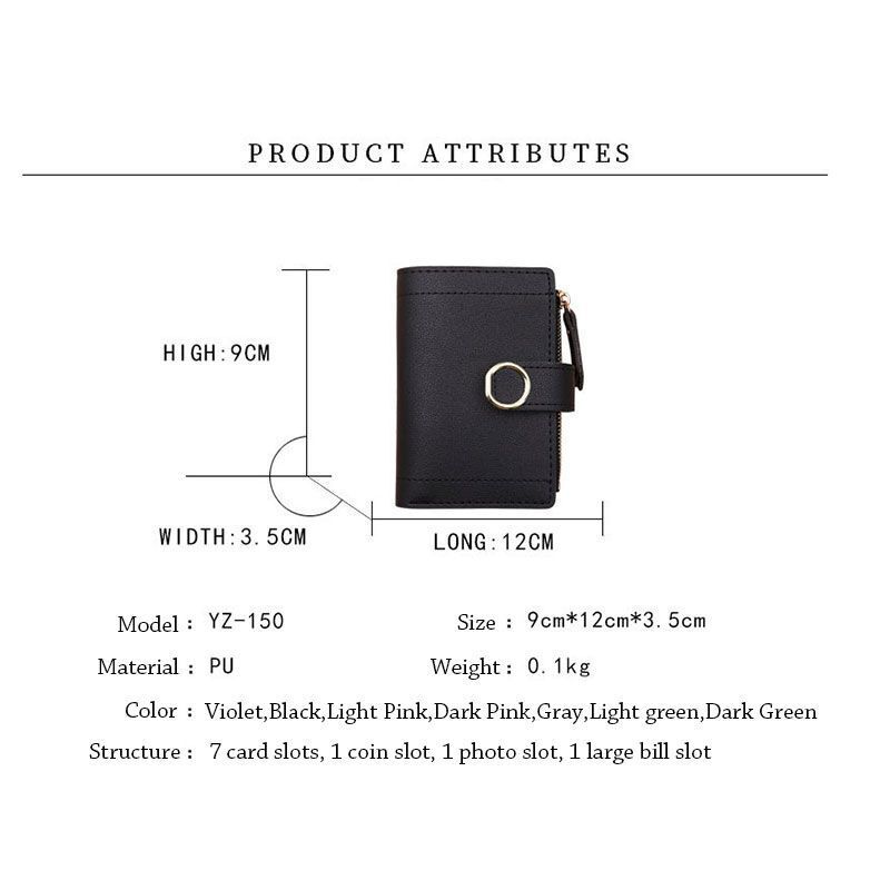 Fashion Clutch Wallet Small Zipper Pouch Card Bags Synthetic Leather Hasp Short
