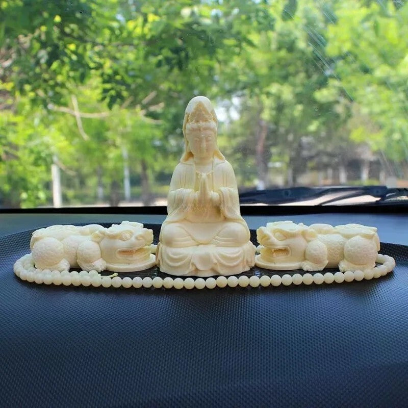 Resin Guanyin Home Office Car Buddhist Feng Shui Car Interior Decoration Sets