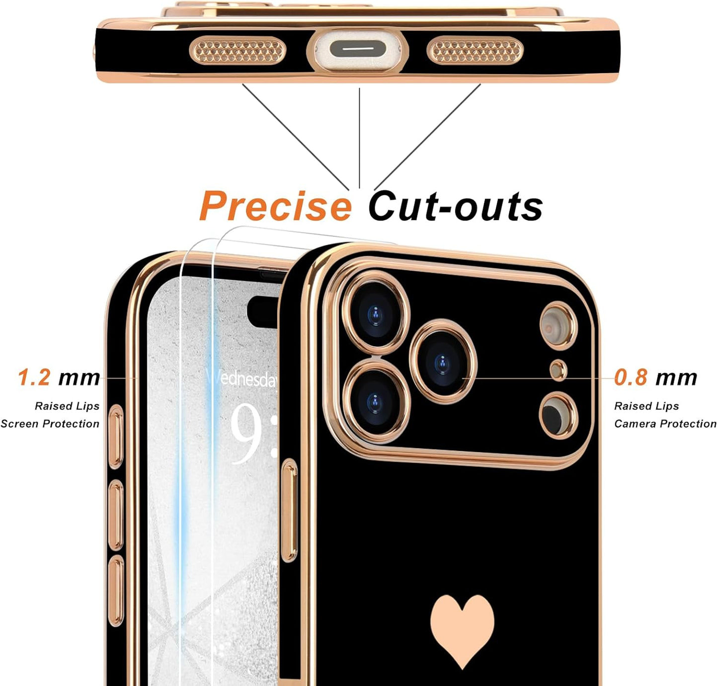 for Iphone 17 Pro Max Case with Screen Protector [2 Pack] Girl Women Cute Girly